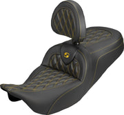 Saddlemen Roadsofa Carbon Fibre Seat For Harley Davidson FLH 1868 ABS 2021 Carbon Fiber Weave - Black/Gold