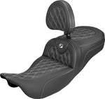Saddlemen Roadsofa Carbon Fibre Seat with Driver Backrest For Harley Davidson FLH 1868 ABS 2021 - Black/White
