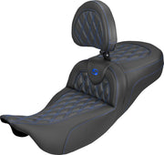 Saddlemen Roadsofa Carbon Fibre Seat With Driver Backrest For Harley Davidson FLH 1868 ABS 2021 Carbon Fiber - Black/Blue