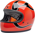 Biltwell Gringo Flames Helmet - Competition Orange