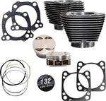 S&S Cycle 132" Big Bore Cylinder Kit For Harley Davidson FLDE 1750 ABS 2018-2020 - Black Granite/Highlighted Fins