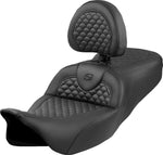 Saddlemen Roadsofa Dragon Scale Stitch Seat For Harley Davidson FLH 1868 2021 - Black (Driver Seat Length: 39.5cm)