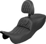 Saddlemen RoadSofa Seat With Backrest For Harley Davidson FLRT 1690 2015-2016 Lattice Stitched - Black