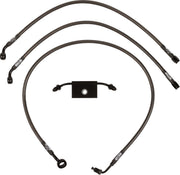 LA Choppers Midnight Braided Brake Hose Kit For Harley Davidson FLS 1690 ABS 2012-2013 12" - 14" - Black/Midnight