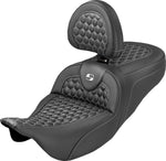 Saddlemen Extended Reach RoadSofa Seat With Backrest For Harley Davidson FLH 1868 ABS 2021 - Black/White