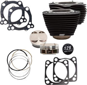 S&S Cycle 129" Big Bore Cylinder Kit For Harley Davidson FLDE 1750 ABS 2018-2020 - Non-Highlighted Fins/Wrinkle Black