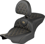 Saddlemen Roadsofa Lattice Stitch Seat With Backrest For Harley Davidson FLHX 1923 ABS 2024-2026 - Black/Gold