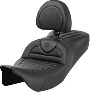 Saddlemen Roadsofa Carbon Fibre Tuck-n-Roll TR Seat With Backrest For Harley Davidson FLH 1868 2021 - Black