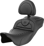 Saddlemen Roadsofa Extended Reach Tuck-n-Roll Seat With Backrest For Harley Davidson FLH 1868 2021 - Black
