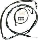LA Choppers Standard Midnight Braided Handlebar Cable/Brake Quick Connect Hose Kit For Harley Davidson FLDE 1750 ABS 2018-2020 30.5 cm - 35.5 cm (12" - 14") - Black/Clear-Coated