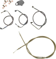 LA Choppers Standard Stainless Braided Quick Connect Handlebar Cable/Brake Hose Kit For Harley Davidson FLDE 1750 ABS 2018-2020 30.5 cm - 35.5 cm (12" - 14") - Clear-Coated