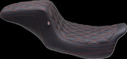 Mustang Double Diamond Squareback Seat For Harley Davidson FLH 1868 ABS 2021 - Black/Orange/Red