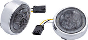 Ciro LED Fang Front Signal Light Inserts with Bezel For Harley Davidson FLD 1690 2012-2013 Chrome Smoke
