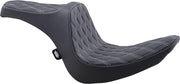 Drag Specialties Predator III Seat For Harley Davidson FLSTF 1584 2007-2010 Silver Stitching Double Diamond - Black