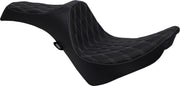 Drag Specialties Predator III Double Diamond Seat For Harley Davidson FLDE 1750 2018-2020 - Black Silver