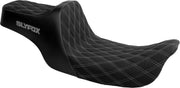 Slyfox High Noon Seat For Harley Davidson FLD 1690 2012-2013 Double Diamond/Silver Logo - Black/Silver