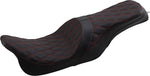Drag Specialties Forward Positioned Predator Seat For Harley Davidson FLHR 1584 2008-2011 Double Diamond/Red Stitching - Black/Red