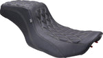 Mustang Double Diamond Squareback Seat For Harley Davidson FLHX 1923 2024-2026 - Black/Grey