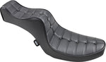 Drag Specialties Mini King & Queen Seat For Harley Davidson FL 1200 1958-1977 Scorpion Stitched - Black