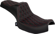 Drag Specialties Predator III Double Diamond Seat For Indian Challenger 108 ABS 2020-2025 - Black/Red