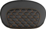 Saddlemen Mini Contour Cruiser Motorcycle Seat Sissy Bar Pad 16,5 cm (6-1/2") x 26,5 cm (10-1/2") - Dragon Stitch Black/Orange