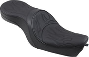 Drag Specialties Low-Profile Touring Seat For Harley Davidson XL 1200 C 2004-2020 Flame Stitched - Black