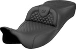 Saddlemen Roadsofa Dragon Scale Stitch Seat For Harley Davidson FLH 1868 2021 - Black (Driver Seat Length: 39.5 cm)