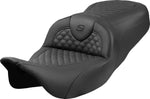 Saddlemen Dragon Scale Stitch Roadsofa Seat For Harley Davidson FLH 1868 2021 - Black (Driver Seat Length:39.5 cm)