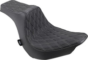 Drag Specialties Predator III Seat For Harley Davidson FLFB 1750 2018-2020 Silver Stitching Double Diamond - Black Silver