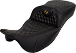 Saddlemen Honeycomb Roadsofa Seat For Harley Davidson FLH 1868 2021 - Black/Gold (Driver Seat Length:44.5 cm)