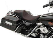 Drag Specialties Double Diamond Predator III Seat For Harley Davidson FLHR 1340 1997-1998 - Black Red