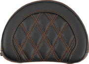 Saddlemen Contoured Cruiser Motorcycle Seat Sissy Bar Pad Lattice Stitched - Black/Orange