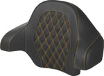 Saddlemen Tour Pak Lattice Stitch Backrest Pad For Harley Davidson FLH 1868 2021 - Black/Gold