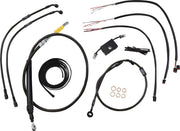 LA Choppers Complete Alternate Length Midnight Braided Handlebar Cable/Brake Hose Kit For Harley Davidson FLDE 1750 ABS 2018-2020 30.5 cm - 35.5 cm (12" - 14") - Black/Clear-Coated