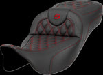 Saddlemen Extended Reach RoadSofa Seat For Harley Davidson FLHR 1584 2008-2011 Lattice Stitched/Perforated - Black/Red