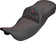 Saddlemen Roadsofa Extended Reach Carbon Fibre Seat For Harley Davidson FLH 1868 ABS 2021 - Black/Red