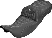 Saddlemen Roadsofa Carbon Fibre Extended Reach Seat For Harley Davidson FLH 1868 ABS 2021 - Black/White