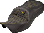 Saddlemen Roadsofa King Seat For Harley Davidson FLH 1868 ABS 2021 Lattice Stitched - Black/Gold