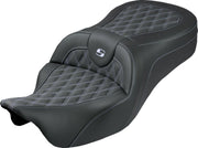 Saddlemen Roadsofa King Seat For Harley Davidson FLH 1868 ABS 2021 Lattice Stitched - Black/Silver