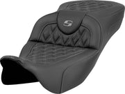Saddlemen Roadsofa Extended Reach Perforated Seat For Harley Davidson FLH 1868 2021 - Black/Grey