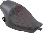 Drag Specialties 3 4 Solo Seat For Harley Davidson XL 1200 C 2004-2020 Double Diamond Red Stitching - Black Red