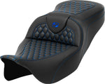 Saddlemen Honeycomb Roadsofa Seat For Harley Davidson FLH 1868 2021 - Black/Blue (Driver Seat Length: 39.5 cm)
