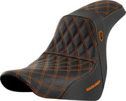 Saddlemen Pro Series SDC Performance Black Gripper Lumbar Grip Seat For Harley Davidson FLSB 1750 2018-2021 - Black/Orange