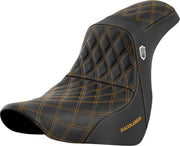 Saddlemen Pro Series SDC Performance Black Gripper Lumbar Grip Seat For Harley Davidson FLSB 1750 2018-2021 - Black/Gold