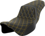 Saddlemen Lattice Stitch Step Up Seat For Harley Davidson FLHR 1584 2008 - Black/Gold (Driver Seat Length: 40.5 cm)