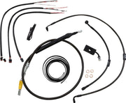 LA Choppers Complete Midnight Braided Handlebar Cable/Brake Hose Kit For Harley Davidson FLDE 1750 ABS 2018-2020 38 cm - 43 cm (15" - 17") - Black/Clear-Coated/Natural