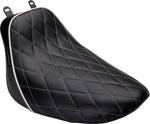 LE Pera Bare Bones Solo Seat For Harley Davidson FLDE 1750 ABS 2018-2020 Diamond Stitch/White Piping - Black/White