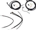 Burly Cable Line Kit for Ape Hanger Handlebars For Harley Davidson FLHR 1750 2017-2020 35.5cm (14") - Black Silver