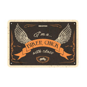 Oxford Garage Metal Sign: BIKER CHICK WITH CLASS