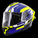 Axor Brutale Full Face Helmet With Dual Spoiler - Plexus Blue Fluo Yellow